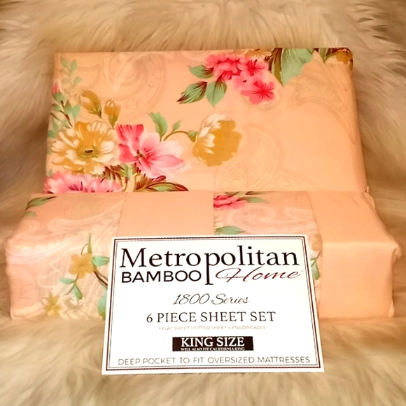 Metropolitan Bamboo Home Bedding Metropolitan Bamboo Peach Floral